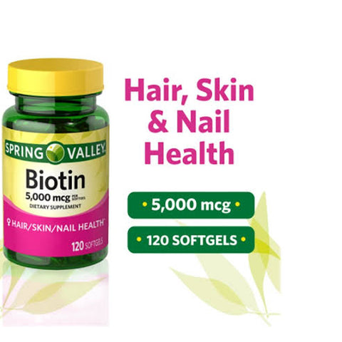 Biotina Spring Valley 5.000 Mcg - 120 Cápsulas