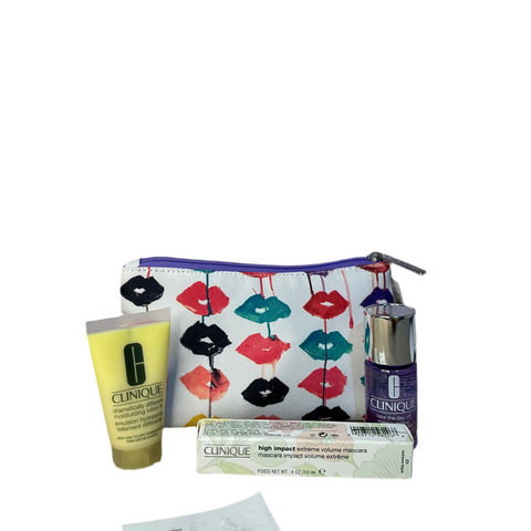 Necessaire Clinique- Máscara de Cílios 10ml, Hidratante Facial 30ml , Demaquilante 30ml