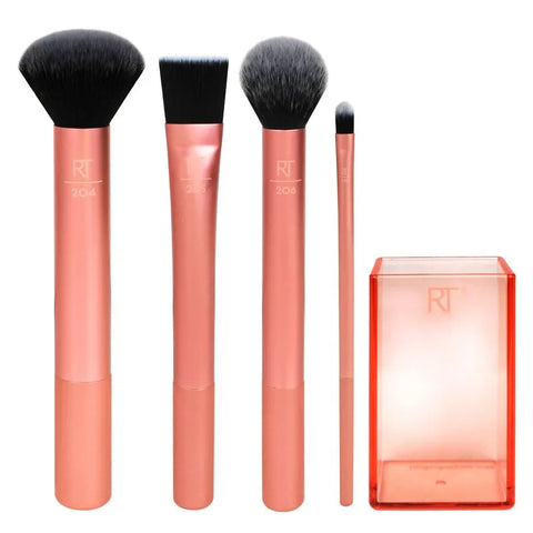 Real Techniques Flawless Base Set Kit - 4 Pincéis de Preparação da Pele + Brush Cup Kit