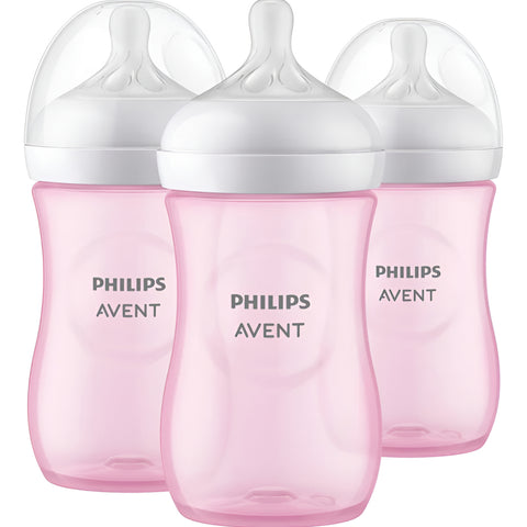 Kit 3 Mamadeiras Philips Avent Rosa Natural 260ml