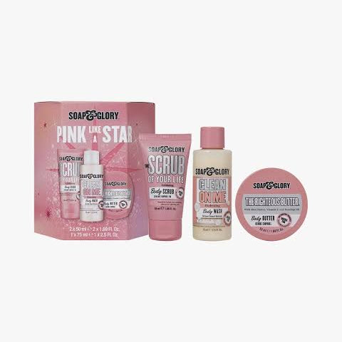 Soap & Glory Pink Like a Star - Kit Gel de banho + esfoliante- hidratante